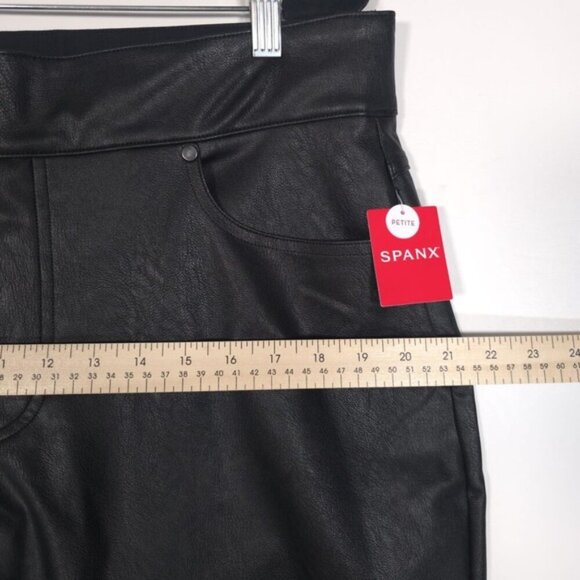 NWT SPANX II Slim Straight Faux Leather Pant Luxe Black 20528Q Women's 1X PETITE - Picture 8 of 14
